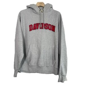 Vintage Davidson College Champion Reverse Weave Hoodie Men Size XL Gray Spellout